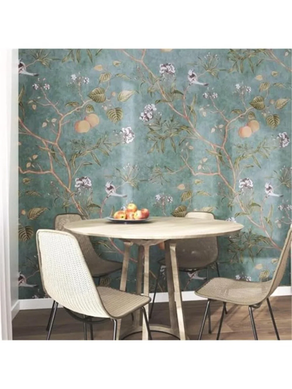 Green Floral Bird Peel Stick Wallpaper Vintage Vinyl Removable Contact Paper
